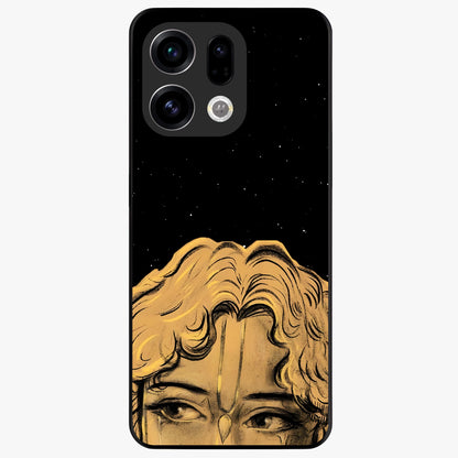 Shri Krishna Art Glass Case showing flat back view with devotional Krishna artwork and glossy glass finish.