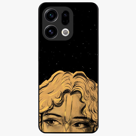 Shri Krishna Art Glass Case showing flat back view with devotional Krishna artwork and glossy glass finish.