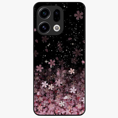 Small Starry Flowers Glass Case showing flat back view with delicate starry floral artwork and glossy glass finish.