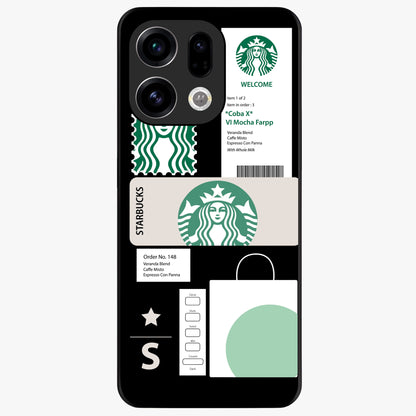 Starbucks Mocha Glass Case showing flat back view with coffee inspired artwork and glossy glass finish.