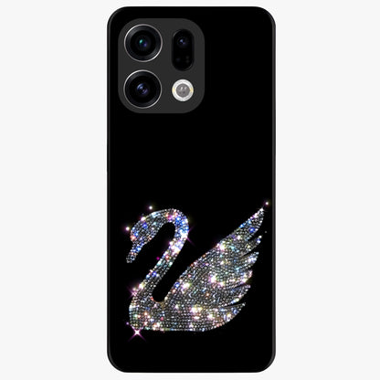 Starlit Swan Grace Glass Case showing flat back view with graceful swan artwork under starry sky and glossy glass finish.