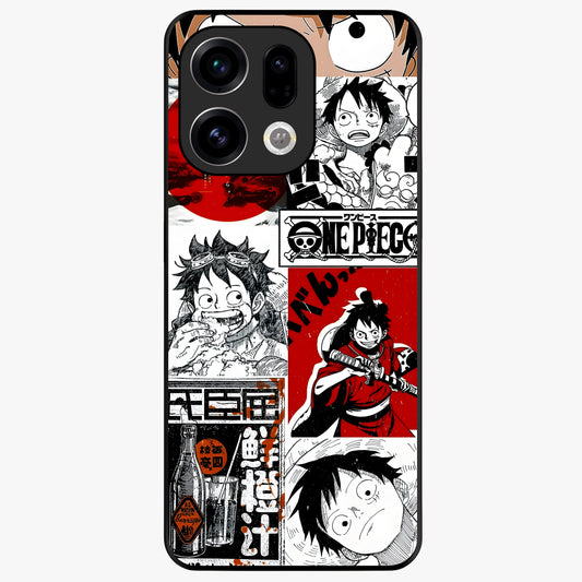 Strawhat Chaos Panels Glass Case showing flat back view with anime inspired chaos panel artwork and glossy glass finish.