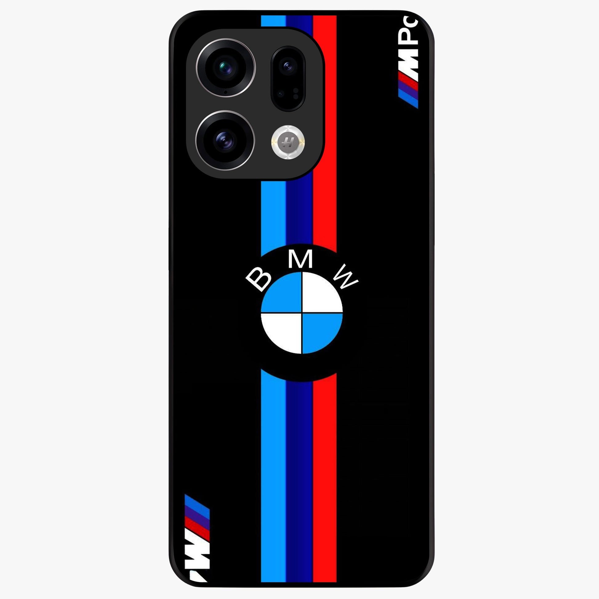 Turbo BMW Beast Glass Case showing flat back view with high performance sports car artwork and glossy glass finish.
