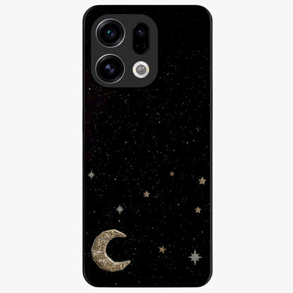 Twinkle Star With Half Moon Glass Case showing flat back view with star and half moon artwork and glossy glass finish.