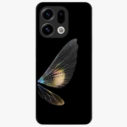 Whispers Of Wings Glass Case showing flat back view with graceful wing inspired artwork and glossy glass finish.