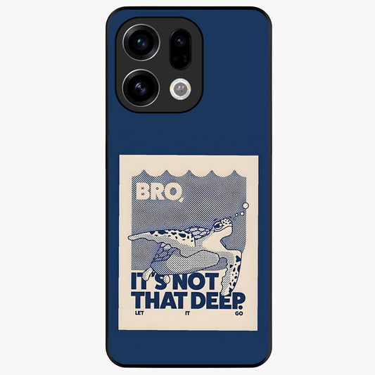 Worry Less Swim Glass Case showing flat back view with playful motivational artwork and glossy glass finish.