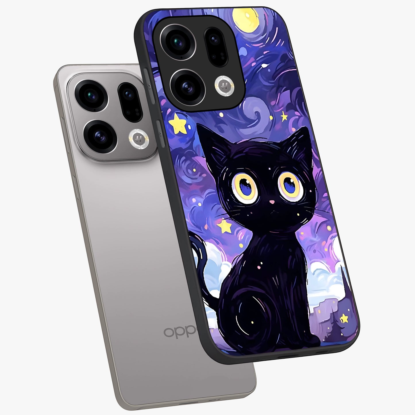 Abstract Cat Art Glass Case displayed in angled mockup highlighting modern abstract cat artwork and sleek glass surface.