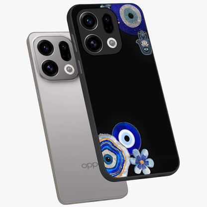 Aesthetic Blue Evil Eye Glass Case displayed in angled mockup highlighting blue evil eye symbol and spiritual aesthetic design.