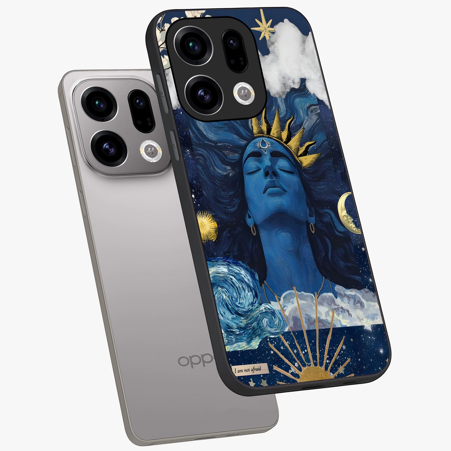 Aesthetic Lord Shiva Glass Case displayed in angled mockup highlighting spiritual Shiva illustration and sacred aesthetic design.