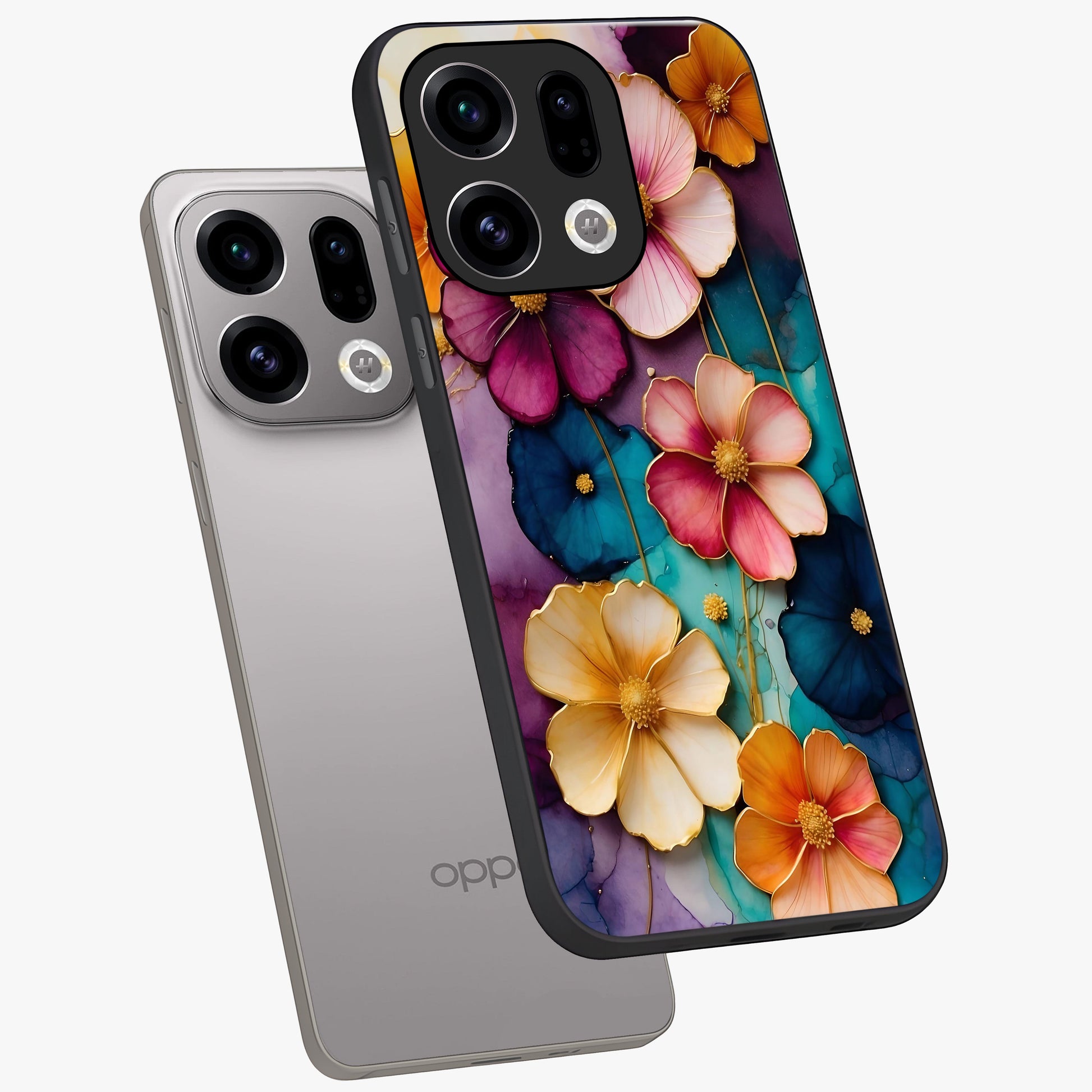 Artlyn Grace Flower Pattern Glass Case displayed in angled mockup highlighting delicate flower pattern design and smooth glass surface.