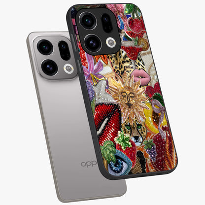 Beaded Fashion Jungle Glass Case displayed in angled mockup highlighting colorful fashion bead design and artistic pattern.