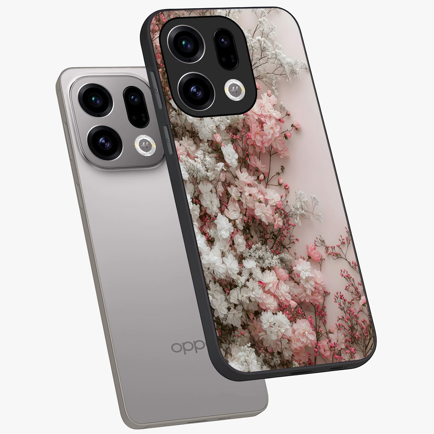 Blush Blossom Cloud Glass Case displayed in angled mockup highlighting soft cloud and blossom design with pastel aesthetic.