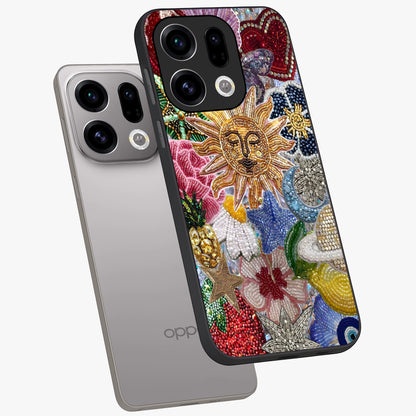Celestial Floral and Playful Glass Case displayed in angled mockup highlighting playful floral design with dreamy celestial elements.