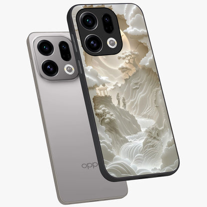 Celestial Origami Glass Case displayed in angled mockup highlighting geometric origami design with cosmic aesthetic theme.