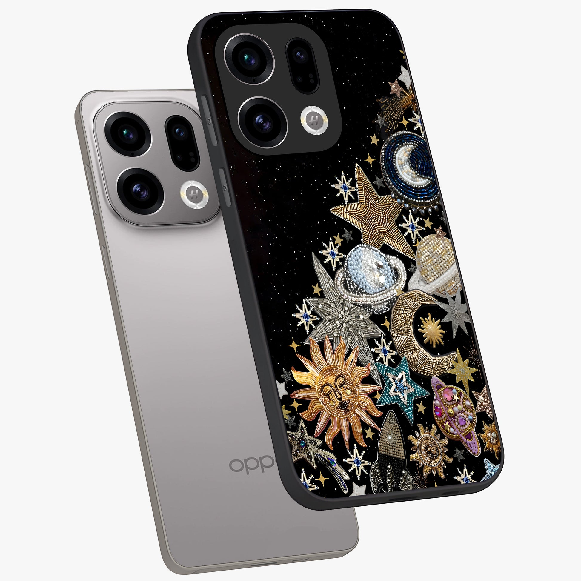 Cosmic Sparkle Dreams Glass Case displayed in angled mockup highlighting dreamy star sparkle design with celestial aesthetic.