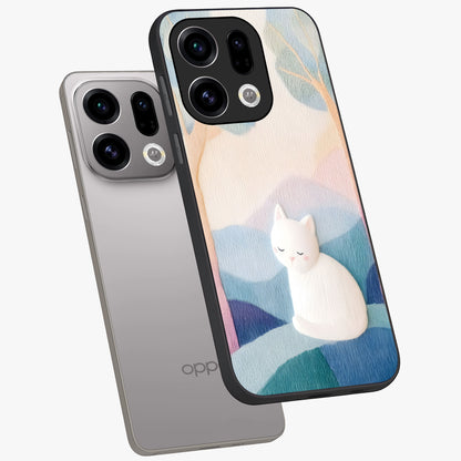 Cotton Dream Cat Glass Case displayed in angled mockup highlighting cute feline illustration with pastel aesthetic style.