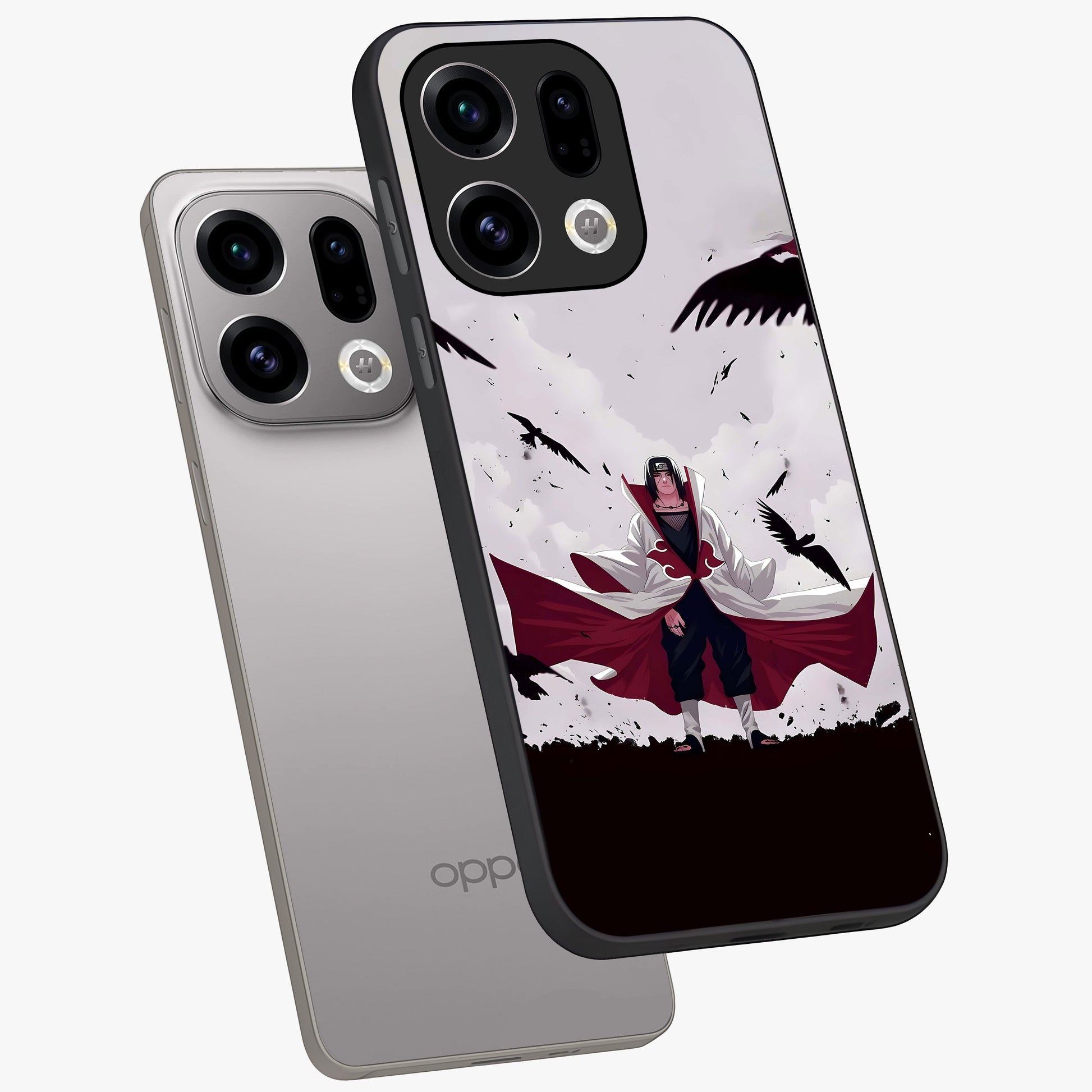 Crimson Crow Ascension Glass Case displayed in angled mockup highlighting powerful crow illustration with dark crimson aesthetic.