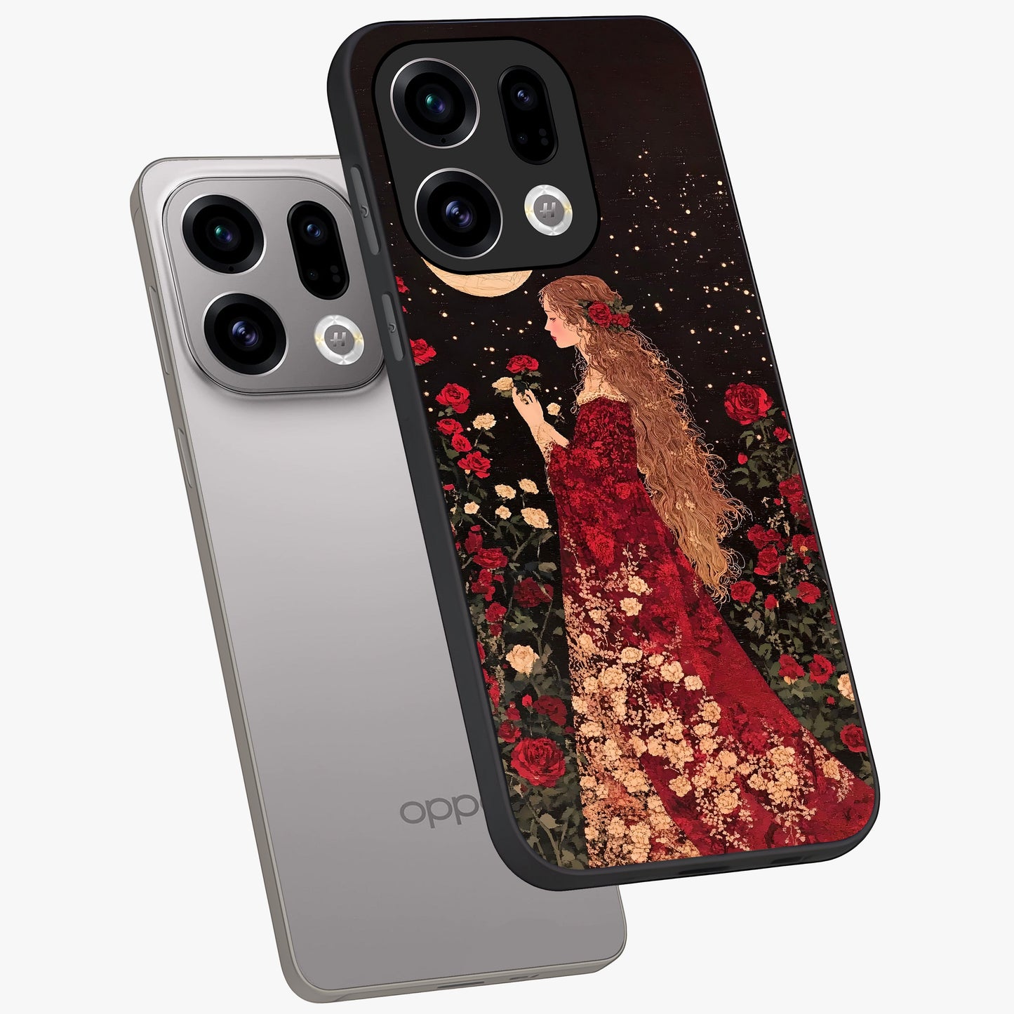 Crimson Dreams Glass Case displayed in angled mockup highlighting soft crimson aesthetic design with artistic theme.