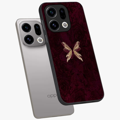 Crimson Fade Butterfly Glass Case displayed in angled mockup highlighting elegant butterfly design with crimson gradient aesthetic.