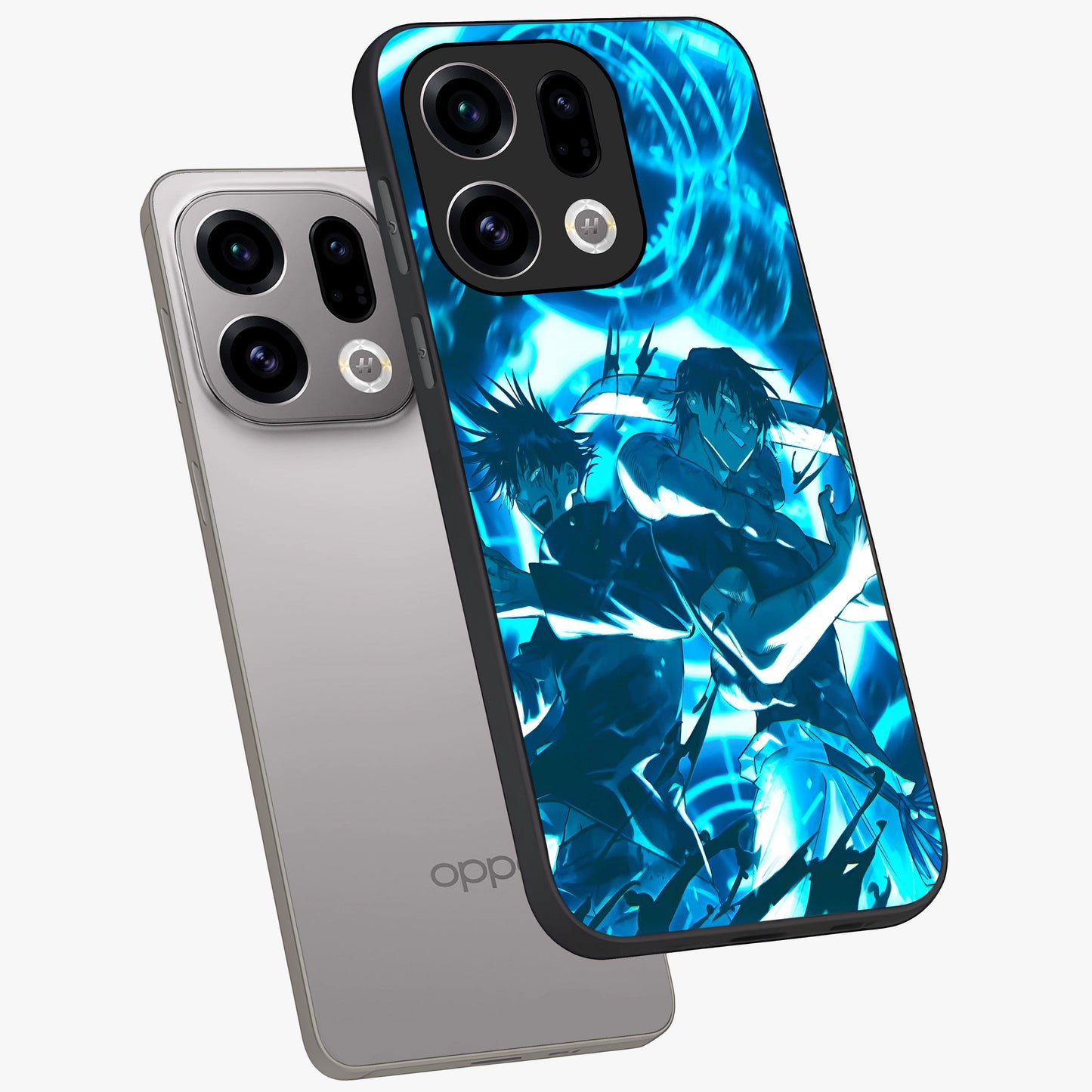 Cursed Energy Clash Glass Case displayed in angled mockup highlighting powerful battle inspired graphic with anime style aesthetic.