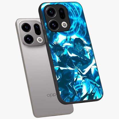 Cursed Energy Clash Glass Case displayed in angled mockup highlighting powerful battle inspired graphic with anime style aesthetic.