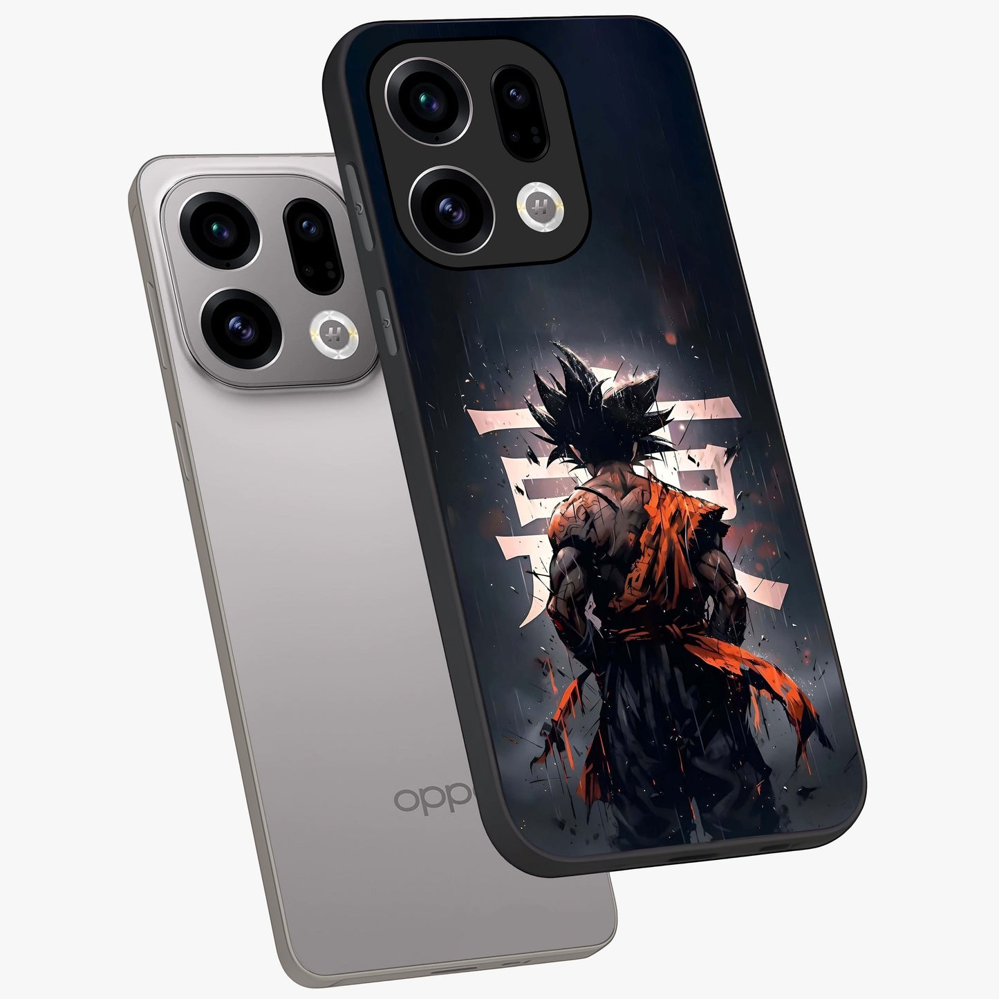 Dark Warrior In Rain Glass Case displayed in angled mockup highlighting dramatic warrior illustration with dark rain aesthetic.
