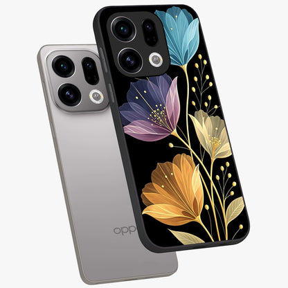 Delicate Multicolor Flowers Glass Case displayed in angled mockup highlighting colorful flower pattern with soft aesthetic style.