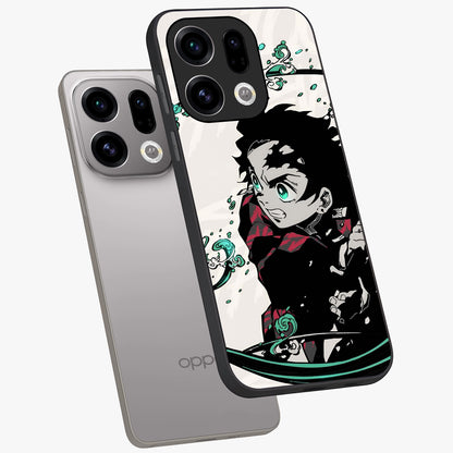 Demon Slayer Glass Case displayed in angled mockup highlighting dramatic anime character design with action aesthetic.