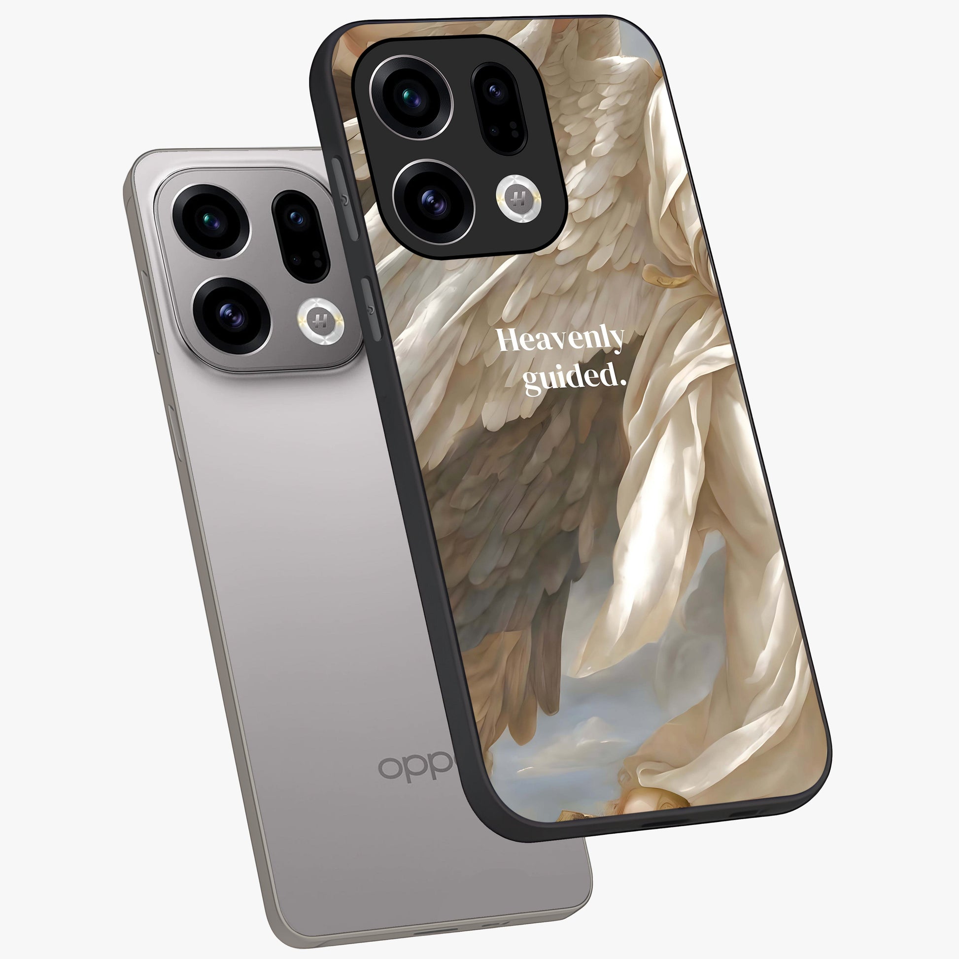 Divine Winged Grace Glass Case displayed in angled mockup highlighting graceful wing design with divine aesthetic style.