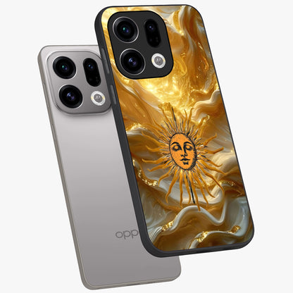 Eternal Golden Glow Glass Case displayed in angled mockup highlighting glowing golden aesthetic design with elegant style.