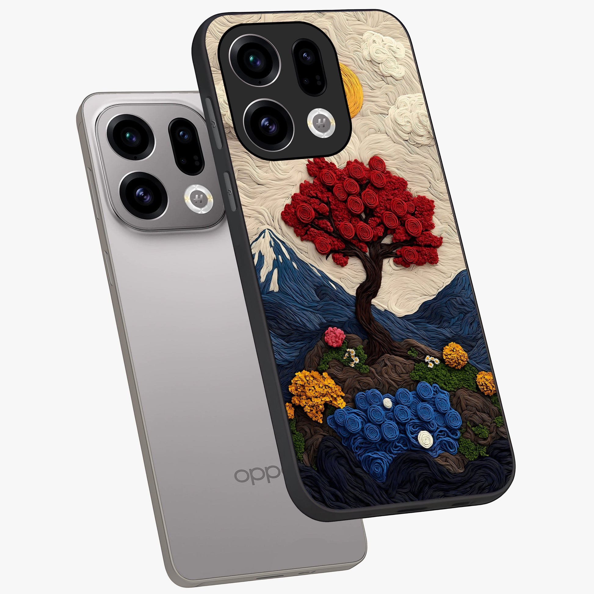 Eternal Nature Tapestry Glass Case displayed in angled mockup highlighting detailed botanical pattern with artistic aesthetic.