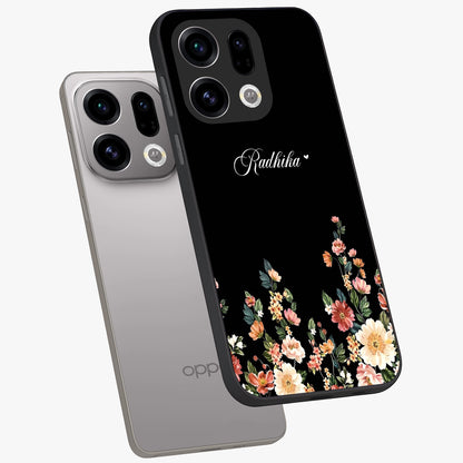 Floral Design With a Custom Personalized Name Glass Case displayed in angled mockup highlighting elegant floral pattern with custom name feature.