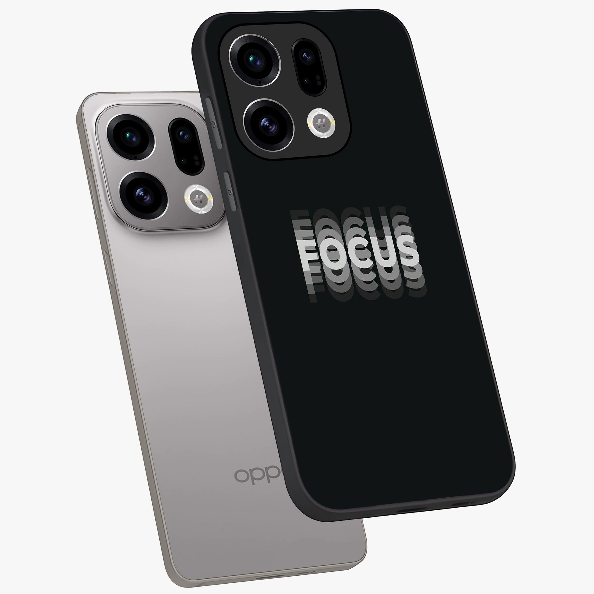 Focus Mode On Glass Case displayed in angled mockup highlighting clean minimal text artwork with modern aesthetic style.