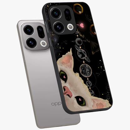 Galactic Cat Glass Case displayed in angled mockup highlighting celestial feline illustration with galaxy aesthetic style.