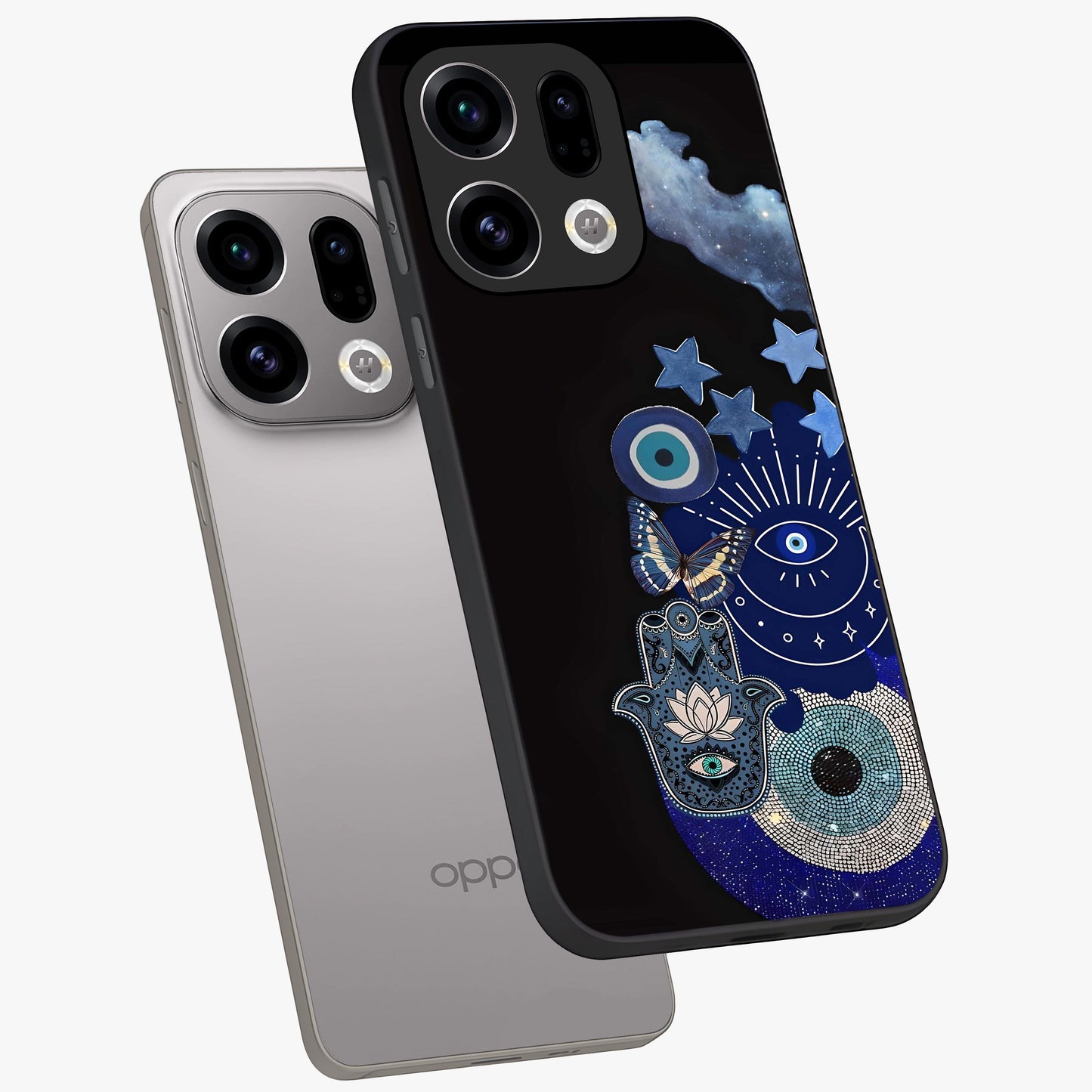 Galactic Charm Cluster Glass Case displayed in angled mockup highlighting luminous galaxy inspired design with dreamy aesthetic.
