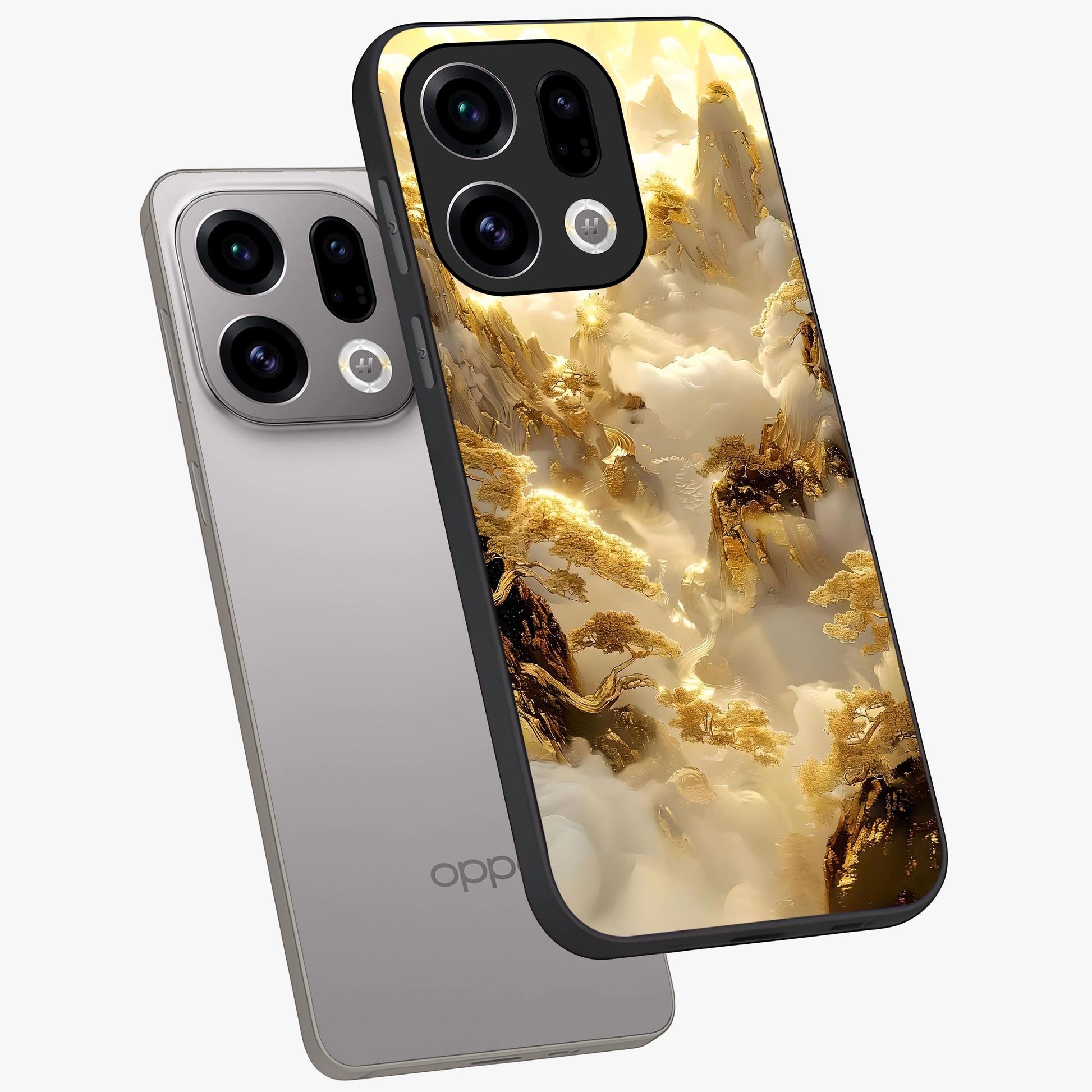 Gates Of Illumination Glass Case displayed in angled mockup highlighting radiant portal inspired design with fantasy aesthetic.