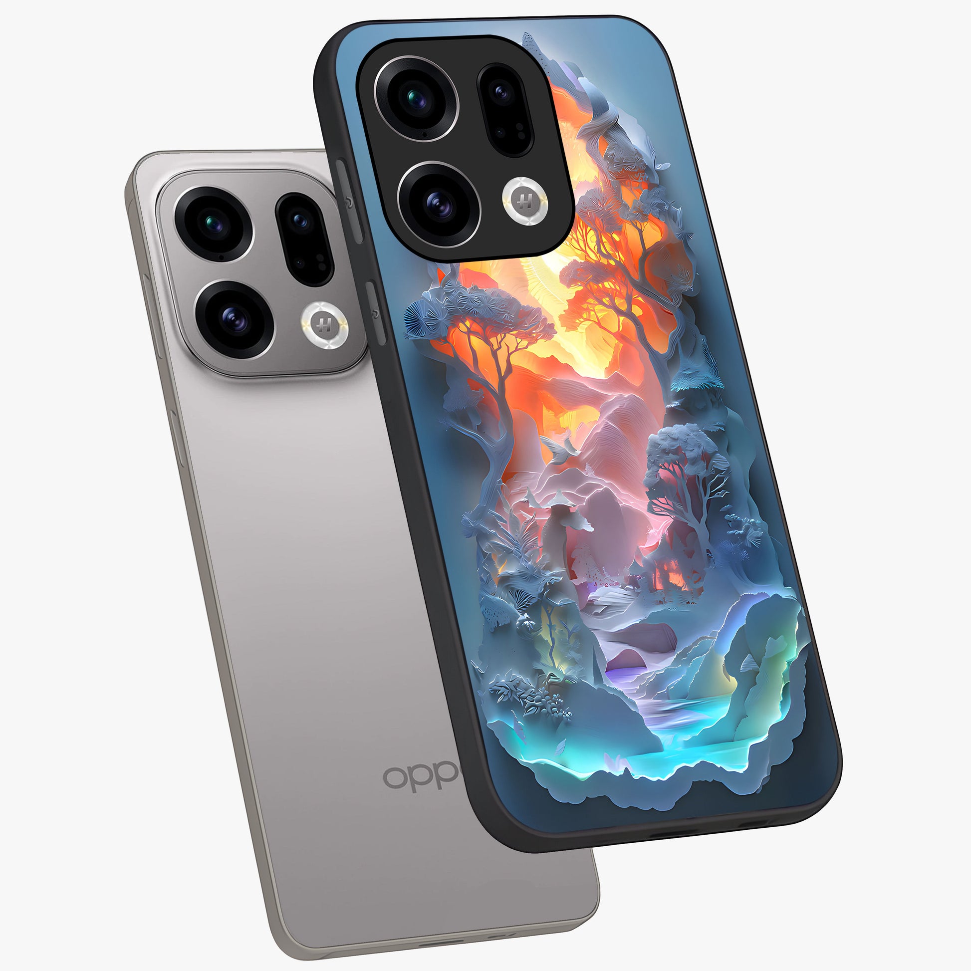 Glow Forest Portal Glass Case displayed in angled mockup highlighting mystical forest design with magical glowing aesthetic.
