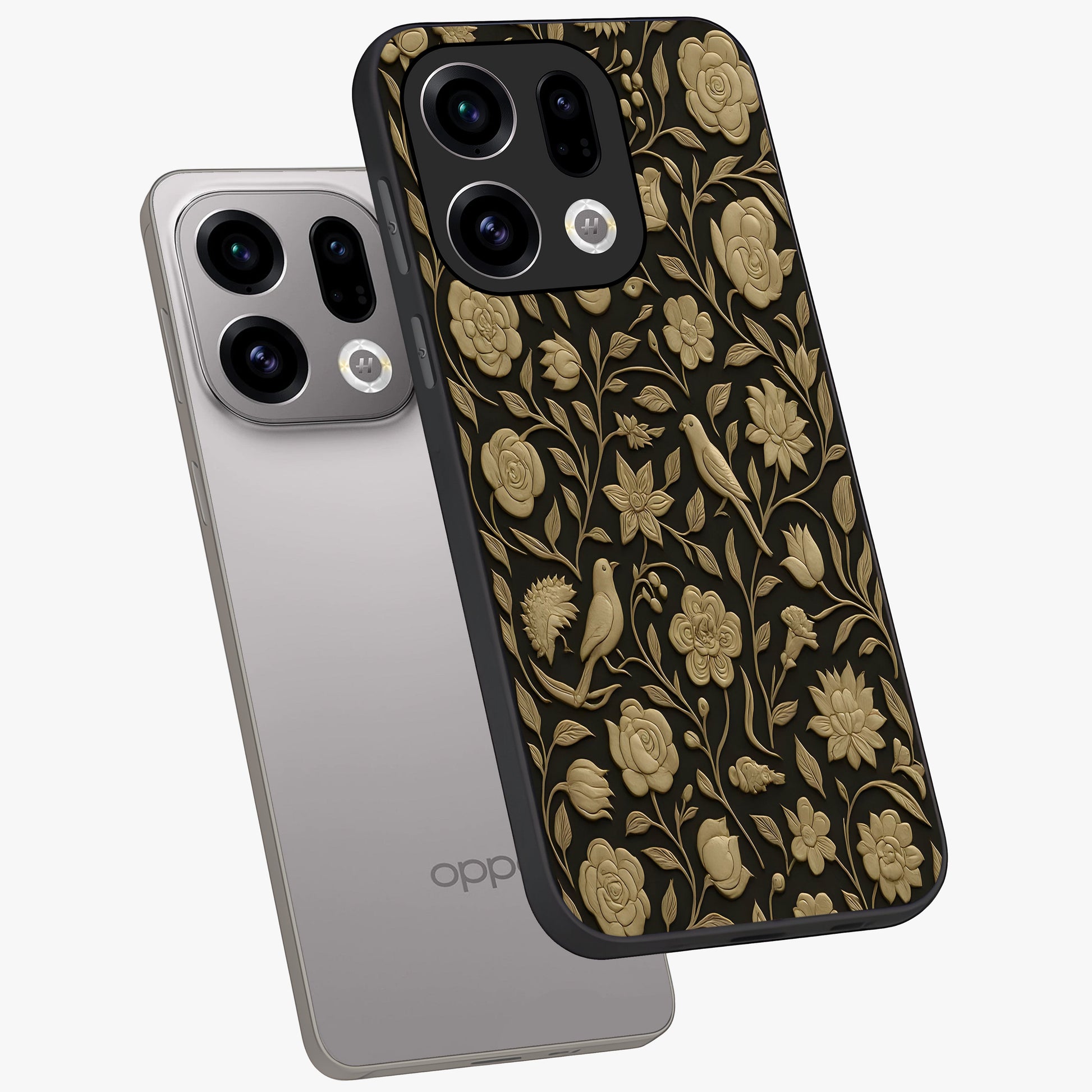 Golden Evil Eye Mandala Glass Case displayed in angled mockup highlighting protective evil eye symbol with golden mandala design.