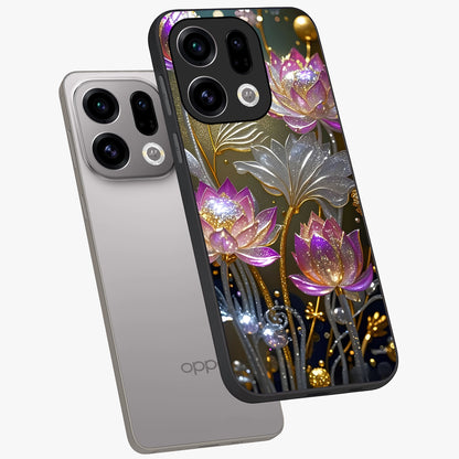Golden Floral Majesty Glass Case displayed in angled mockup highlighting elegant flower design with royal golden aesthetic.