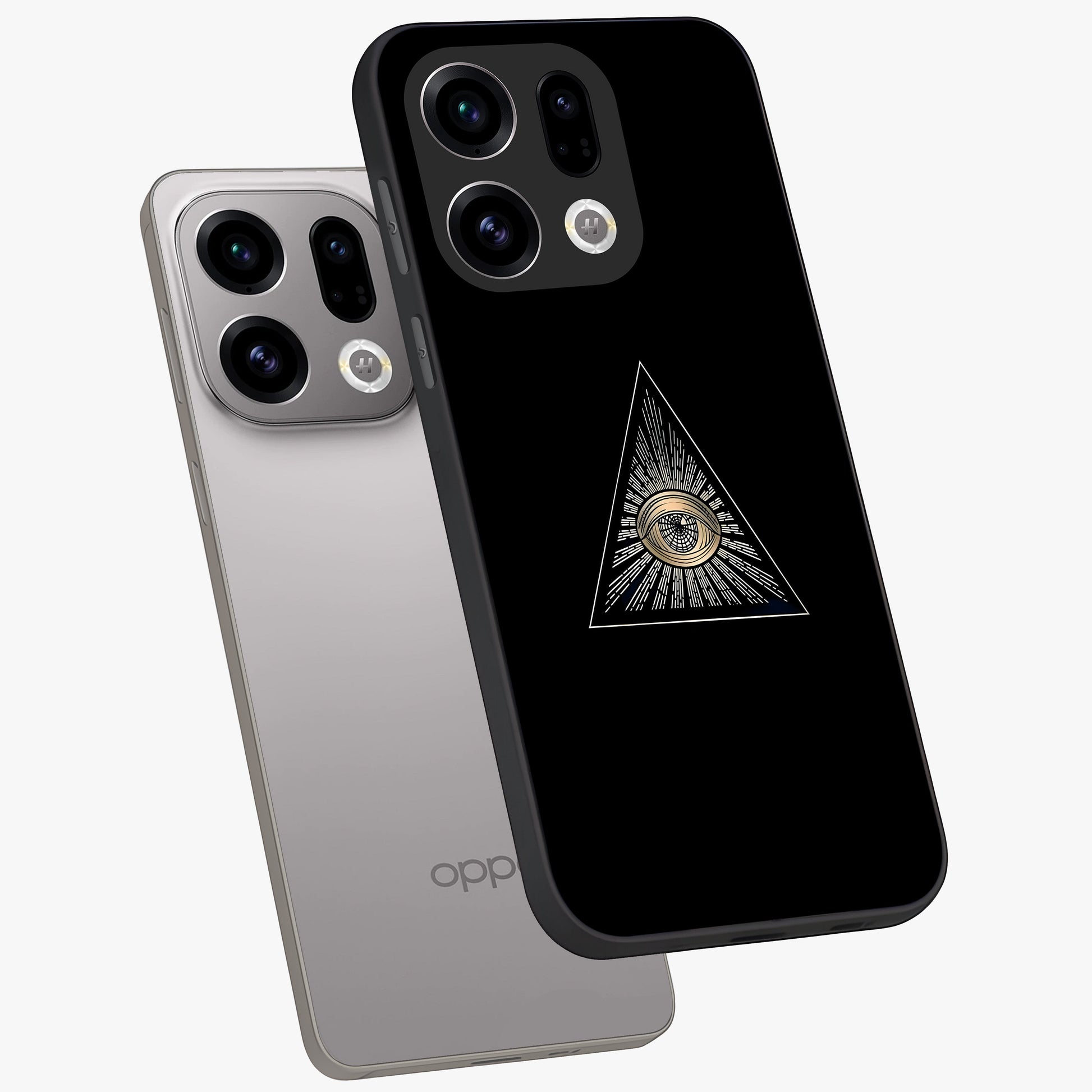 Illuminati Evil Glass Case displayed in angled mockup highlighting dark occult inspired design with bold aesthetic style.
