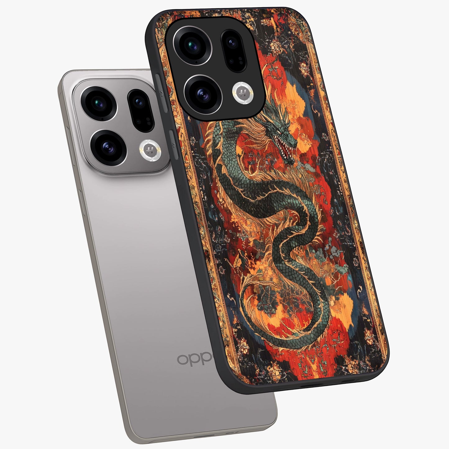 Inferno Dragon Soul Glass Case displayed in angled mockup highlighting powerful dragon illustration with inferno aesthetic.