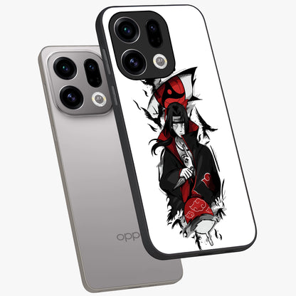 Itachi Limited Edition Naruto Anime Glass Case displayed in angled mockup highlighting dramatic anime illustration with bold action aesthetic.