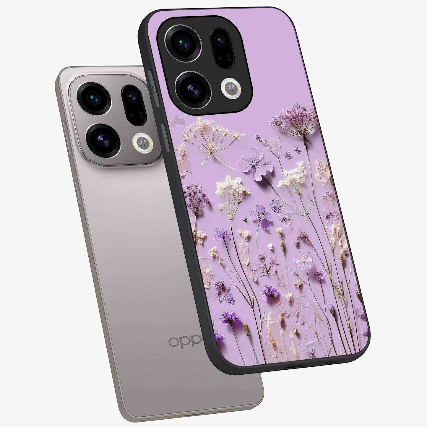 Lavender Blossom Dream Glass Case displayed in angled mockup highlighting dreamy lavender flower design with calming aesthetic style.