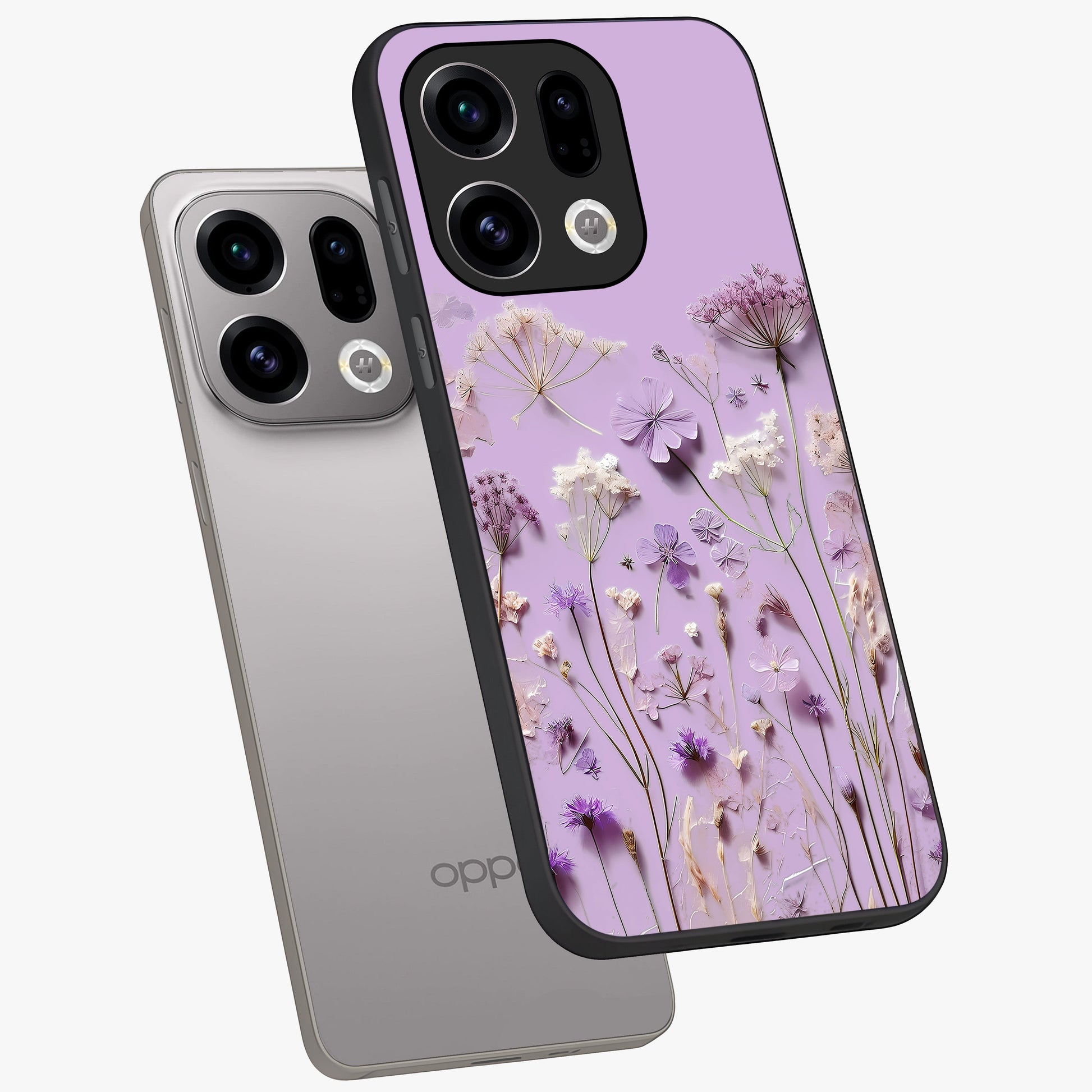 Lavender Blossom Dream Glass Case displayed in angled mockup highlighting dreamy lavender flower design with calming aesthetic style.