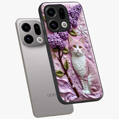 Lavender Cat Whimsy Glass Case displayed in angled mockup highlighting playful feline illustration with pastel lavender aesthetic.