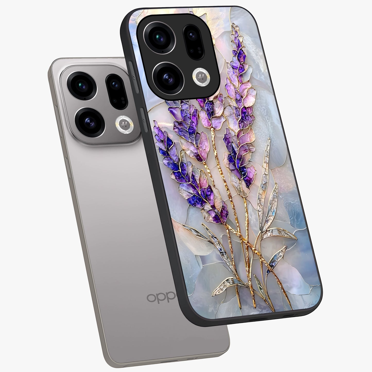 Lavender Dream Glow Glass Case displayed in angled mockup highlighting dreamy purple glow design with soft artistic style.