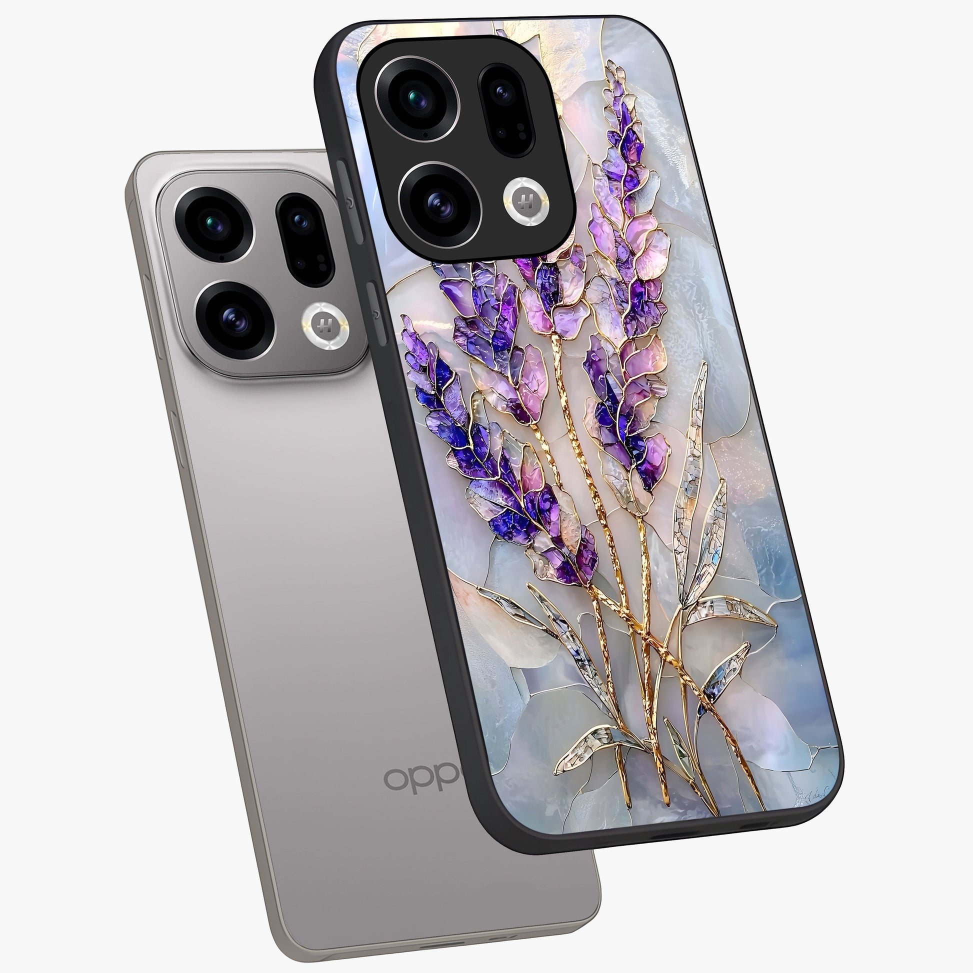 Lavender Dream Glow Glass Case displayed in angled mockup highlighting dreamy purple glow design with soft artistic style.