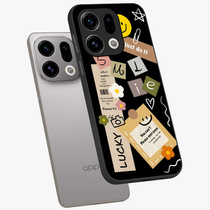 Lucky Aesthetic Collage Glass Case displayed in angled mockup highlighting stylish collage pattern with modern aesthetic vibe.