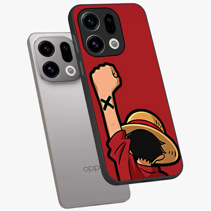 Luffy X Spirit Glass Case displayed in angled mockup highlighting powerful anime design with energetic action aesthetic.