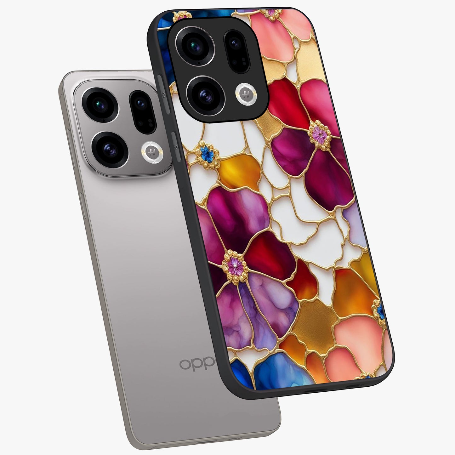 Marble Flower Pattern Glass Case displayed in angled mockup highlighting elegant marble floral design with modern aesthetic.